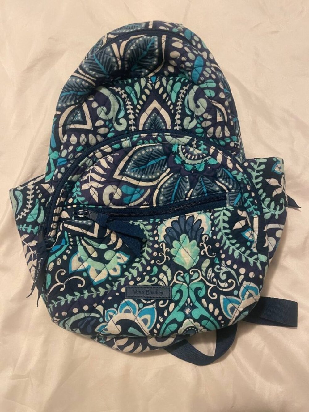 Vera Bradley Mini Backpack - Boho Quilted Floral Navy & Teal Adventure Bag